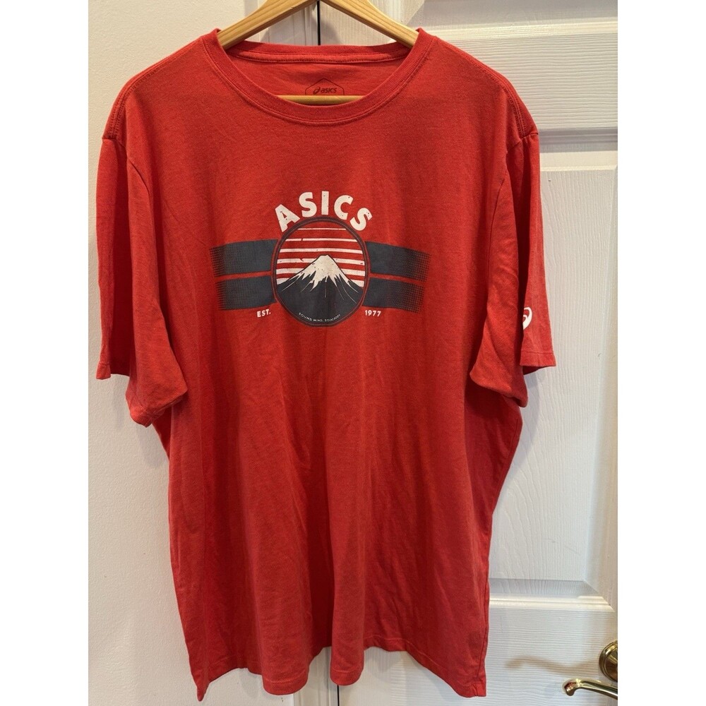 ASICS Red Running Graphic T-Shirt Short Sleeve Men’s Size 2XL